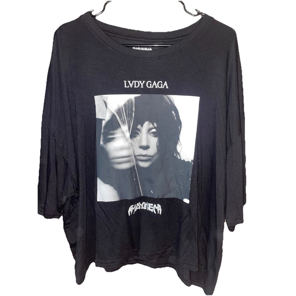 Women’s Mayhem Lady Gaga Graphic Short Sleeve Tshirt Sz XL Black Soft And Loose